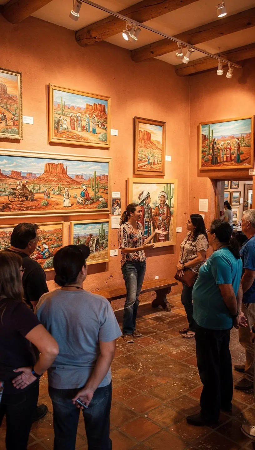 Посетители на экскурсии по древним руинам и культурным местам коренных народов.