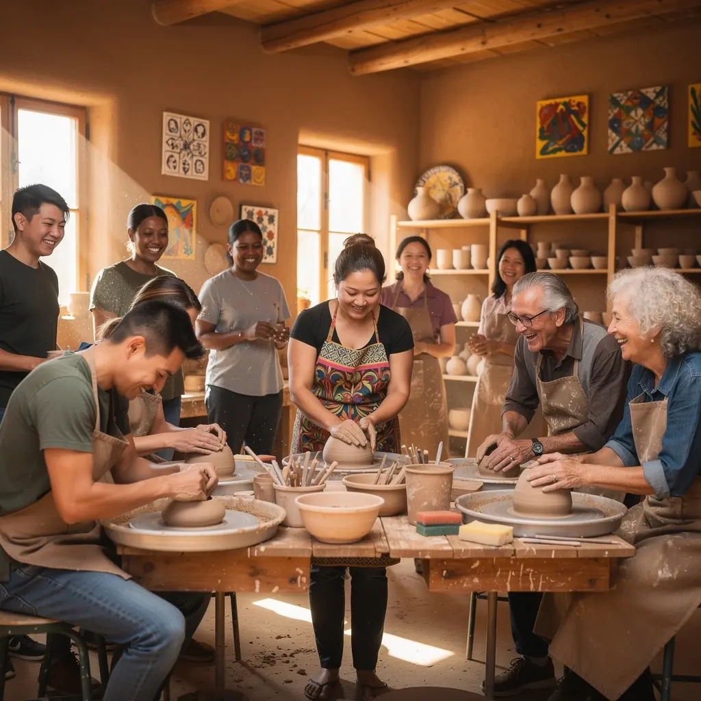 Сцена с пейзажами пустыни и яркими цветами местной флоры на фоне гор.