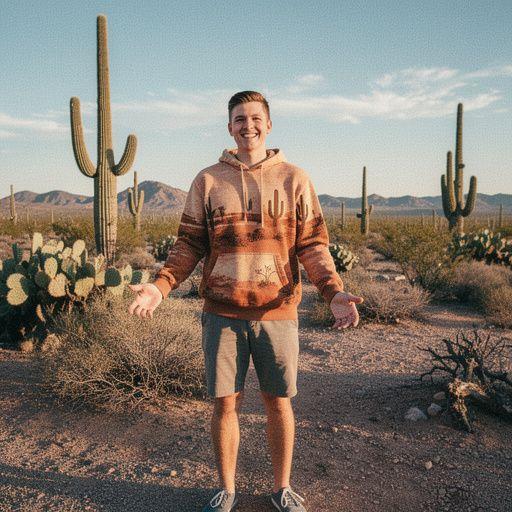 Арт-объект, вдохновленный культурой коренных народов, на фоне пустынного ландшафта.