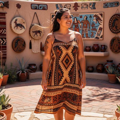 Фестиваль коренной культуры с танцами и музыкой в окружении зрителей.